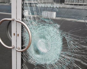 broken laminated safety glass