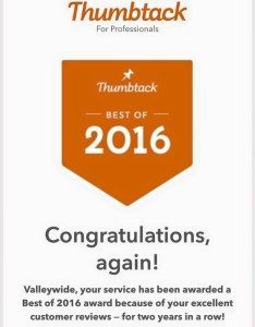 Recent Thumbtack Award for Great Service