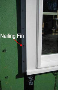 window with exposed nail fin for construction