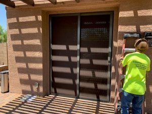 brown solar screen screen door for patio