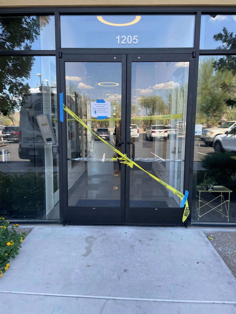 new pair of storefront doors installed